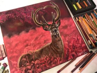 Олень в цветочном поле. В наличии, 27×28, сухая пастель, пастельные карандаши, пастельная бумага.
Без рамы. Цена 5000 ₽