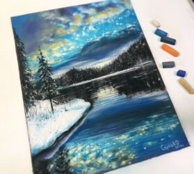 Сказка зимой. В наличии, 33×25, сухая пастель; пастельные карандаши; пастельная бумага.
Без рамы. Цена 7400 ₽