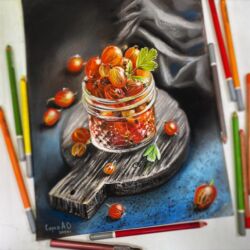 Крыжовник. Выполню на заказ, 23×35, сухая пастель; пастельные карандаши; пастельная бумага. Без рамы. Цена 9000 ₽