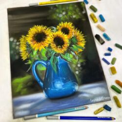 Подсолнухи. Выполню на заказ. 25x33, сухая пастель; пастельные карандаши, пастельная бумага. Оформлена в раму. Цена 5000 ₽.