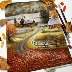 Осеннее настроение. В наличии, 25×33, сухая пастель, пастельные карандаши, пастельная бумага. Без рамы. Цена 7000 ₽