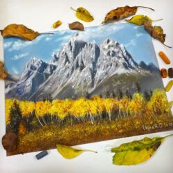 Осень в горах. В наличии, 25×33, сухая пастель, пастельные карандаши, пастельная бумага. Без рамы. Цена 7000 ₽