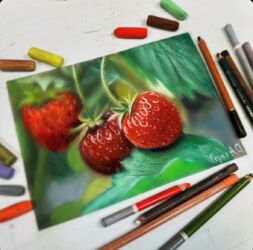 Клубника. В наличии. 20х15, сухая пастель, пастельные карандаши, пастельная бумага. Без рамы. Цена 3500 ₽